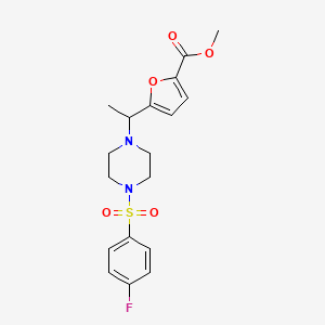 molecular formula C18H21FN2O5S B6621841 Methyl 5-[1-[4-(4-fluorophenyl)sulfonylpiperazin-1-yl]ethyl]furan-2-carboxylate 