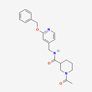 molecular formula C21H25N3O3 B6621878 1-acetyl-N-[(2-phenylmethoxypyridin-4-yl)methyl]piperidine-3-carboxamide 