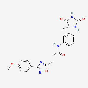 3-[3-(4-methoxyphenyl)-1,2,4-oxadiazol-5-yl]-N-[3-(4-methyl-2,5-dioxoimidazolidin-4-yl)phenyl]propanamide