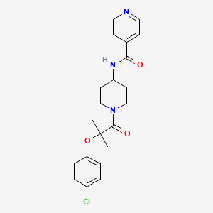 molecular formula C21H24ClN3O3 B6621913 N-[1-[2-(4-chlorophenoxy)-2-methylpropanoyl]piperidin-4-yl]pyridine-4-carboxamide 