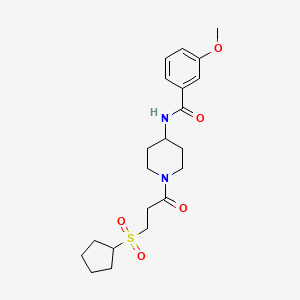 N-[1-(3-cyclopentylsulfonylpropanoyl)piperidin-4-yl]-3-methoxybenzamide