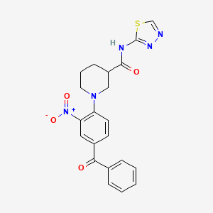 molecular formula C21H19N5O4S B6621944 1-(4-benzoyl-2-nitrophenyl)-N-(1,3,4-thiadiazol-2-yl)piperidine-3-carboxamide 