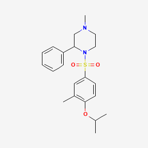 molecular formula C21H28N2O3S B6621975 4-Methyl-1-(3-methyl-4-propan-2-yloxyphenyl)sulfonyl-2-phenylpiperazine 