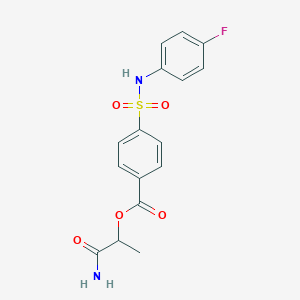 molecular formula C16H15FN2O5S B6622008 (1-Amino-1-oxopropan-2-yl) 4-[(4-fluorophenyl)sulfamoyl]benzoate 