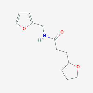 molecular formula C12H17NO3 B6622063 N-(furan-2-ylmethyl)-3-(oxolan-2-yl)propanamide 