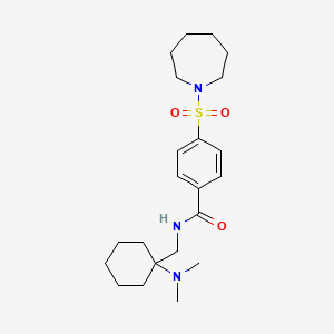 molecular formula C22H35N3O3S B6622116 4-(azepan-1-ylsulfonyl)-N-[[1-(dimethylamino)cyclohexyl]methyl]benzamide 