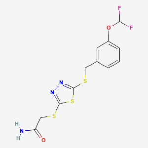 2-[[5-[[3-(Difluoromethoxy)phenyl]methylsulfanyl]-1,3,4-thiadiazol-2-yl]sulfanyl]acetamide
