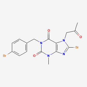 8-Bromo-1-[(4-bromophenyl)methyl]-3-methyl-7-(2-oxopropyl)purine-2,6-dione