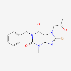 molecular formula C18H19BrN4O3 B6622192 8-Bromo-1-[(2,5-dimethylphenyl)methyl]-3-methyl-7-(2-oxopropyl)purine-2,6-dione 