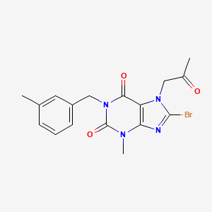 molecular formula C17H17BrN4O3 B6622193 8-Bromo-3-methyl-1-[(3-methylphenyl)methyl]-7-(2-oxopropyl)purine-2,6-dione 