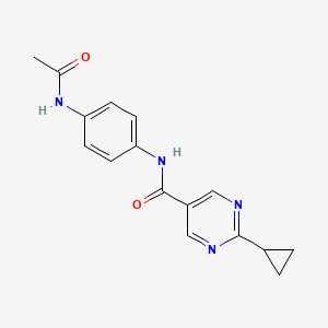 molecular formula C16H16N4O2 B6622271 N-(4-acetamidophenyl)-2-cyclopropylpyrimidine-5-carboxamide 