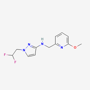 molecular formula C12H14F2N4O B6622408 1-(2,2-difluoroethyl)-N-[(6-methoxypyridin-2-yl)methyl]pyrazol-3-amine 