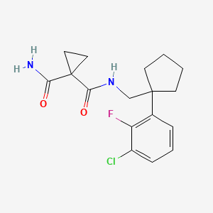 1-N'-[[1-(3-chloro-2-fluorophenyl)cyclopentyl]methyl]cyclopropane-1,1-dicarboxamide