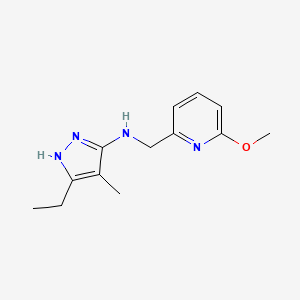 molecular formula C13H18N4O B6622430 5-ethyl-N-[(6-methoxypyridin-2-yl)methyl]-4-methyl-1H-pyrazol-3-amine 