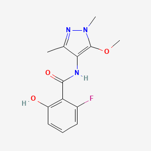 molecular formula C13H14FN3O3 B6622482 2-fluoro-6-hydroxy-N-(5-methoxy-1,3-dimethylpyrazol-4-yl)benzamide 