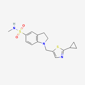 molecular formula C16H19N3O2S2 B6622486 1-[(2-cyclopropyl-1,3-thiazol-5-yl)methyl]-N-methyl-2,3-dihydroindole-5-sulfonamide 