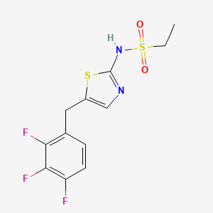 molecular formula C12H11F3N2O2S2 B6622498 N-[5-[(2,3,4-trifluorophenyl)methyl]-1,3-thiazol-2-yl]ethanesulfonamide 