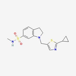 molecular formula C16H19N3O2S2 B6622500 1-[(2-cyclopropyl-1,3-thiazol-5-yl)methyl]-N-methyl-2,3-dihydroindole-6-sulfonamide 