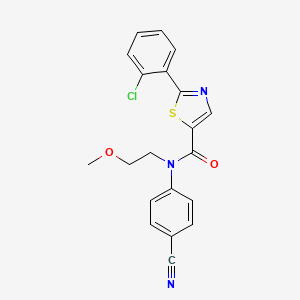 molecular formula C20H16ClN3O2S B6622550 2-(2-chlorophenyl)-N-(4-cyanophenyl)-N-(2-methoxyethyl)-1,3-thiazole-5-carboxamide 