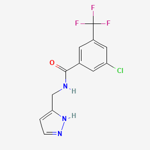 molecular formula C12H9ClF3N3O B6622568 3-chloro-N-(1H-pyrazol-5-ylmethyl)-5-(trifluoromethyl)benzamide 