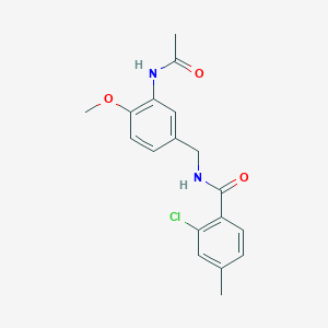 N-[(3-acetamido-4-methoxyphenyl)methyl]-2-chloro-4-methylbenzamide