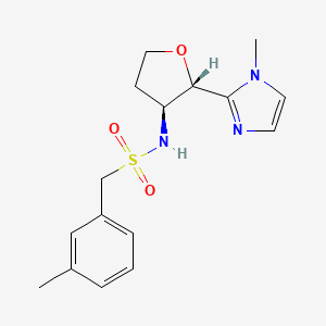molecular formula C16H21N3O3S B6622693 N-[(2S,3S)-2-(1-methylimidazol-2-yl)oxolan-3-yl]-1-(3-methylphenyl)methanesulfonamide 