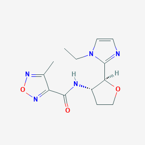 molecular formula C13H17N5O3 B6622702 N-[(2S,3S)-2-(1-ethylimidazol-2-yl)oxolan-3-yl]-4-methyl-1,2,5-oxadiazole-3-carboxamide 