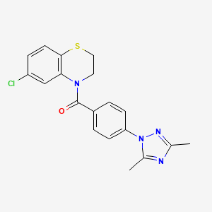 molecular formula C19H17ClN4OS B6622738 (6-Chloro-2,3-dihydro-1,4-benzothiazin-4-yl)-[4-(3,5-dimethyl-1,2,4-triazol-1-yl)phenyl]methanone 