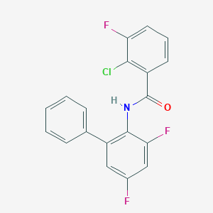 molecular formula C19H11ClF3NO B6622746 2-chloro-N-(2,4-difluoro-6-phenylphenyl)-3-fluorobenzamide 