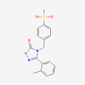 molecular formula C17H16N2O4S B6622768 3-(2-Methylphenyl)-4-[(4-methylsulfonylphenyl)methyl]-1,2,4-oxadiazol-5-one 