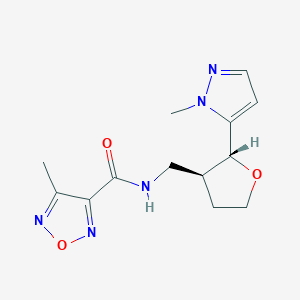 molecular formula C13H17N5O3 B6622770 4-methyl-N-[[(2R,3S)-2-(2-methylpyrazol-3-yl)oxolan-3-yl]methyl]-1,2,5-oxadiazole-3-carboxamide 