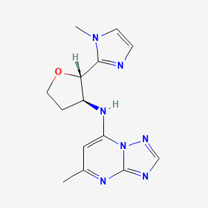 molecular formula C14H17N7O B6622778 5-methyl-N-[(2S,3S)-2-(1-methylimidazol-2-yl)oxolan-3-yl]-[1,2,4]triazolo[1,5-a]pyrimidin-7-amine 
