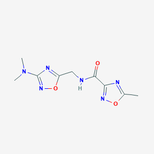 molecular formula C9H12N6O3 B6622783 N-[[3-(dimethylamino)-1,2,4-oxadiazol-5-yl]methyl]-5-methyl-1,2,4-oxadiazole-3-carboxamide 