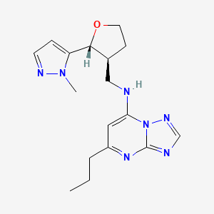 molecular formula C17H23N7O B6622787 N-[[(2R,3S)-2-(2-methylpyrazol-3-yl)oxolan-3-yl]methyl]-5-propyl-[1,2,4]triazolo[1,5-a]pyrimidin-7-amine 