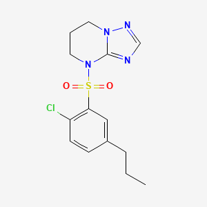 molecular formula C14H17ClN4O2S B6622826 4-(2-chloro-5-propylphenyl)sulfonyl-6,7-dihydro-5H-[1,2,4]triazolo[1,5-a]pyrimidine 