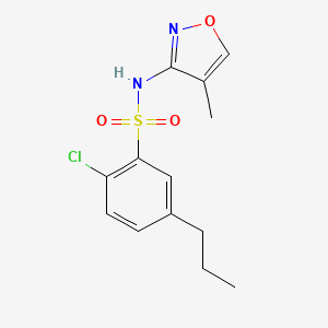molecular formula C13H15ClN2O3S B6622839 2-chloro-N-(4-methyl-1,2-oxazol-3-yl)-5-propylbenzenesulfonamide 