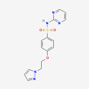 molecular formula C15H15N5O3S B6622843 4-(2-pyrazol-1-ylethoxy)-N-pyrimidin-2-ylbenzenesulfonamide 