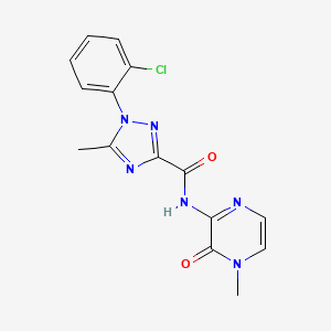molecular formula C15H13ClN6O2 B6622872 1-(2-chlorophenyl)-5-methyl-N-(4-methyl-3-oxopyrazin-2-yl)-1,2,4-triazole-3-carboxamide 