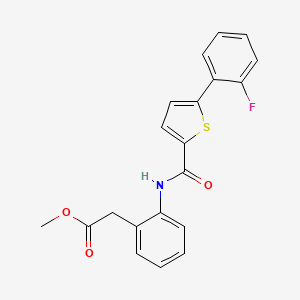 molecular formula C20H16FNO3S B6622910 Methyl 2-[2-[[5-(2-fluorophenyl)thiophene-2-carbonyl]amino]phenyl]acetate 