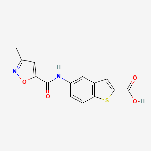 molecular formula C14H10N2O4S B6622933 5-[(3-Methyl-1,2-oxazole-5-carbonyl)amino]-1-benzothiophene-2-carboxylic acid 
