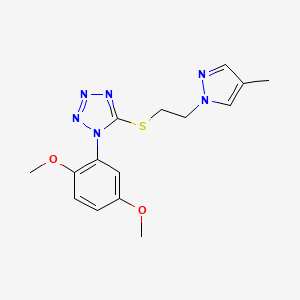 molecular formula C15H18N6O2S B6622936 1-(2,5-Dimethoxyphenyl)-5-[2-(4-methylpyrazol-1-yl)ethylsulfanyl]tetrazole 