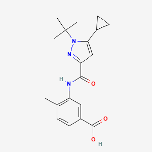 molecular formula C19H23N3O3 B6622961 3-[(1-Tert-butyl-5-cyclopropylpyrazole-3-carbonyl)amino]-4-methylbenzoic acid 