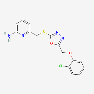 molecular formula C15H13ClN4O2S B6623030 6-[[5-[(2-Chlorophenoxy)methyl]-1,3,4-oxadiazol-2-yl]sulfanylmethyl]pyridin-2-amine 