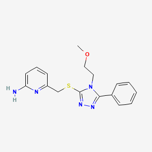 molecular formula C17H19N5OS B6623038 6-[[4-(2-Methoxyethyl)-5-phenyl-1,2,4-triazol-3-yl]sulfanylmethyl]pyridin-2-amine 