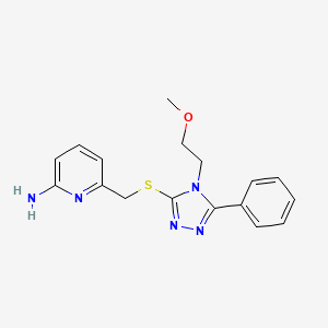 6-[[4-(2-Methoxyethyl)-5-phenyl-1,2,4-triazol-3-yl]sulfanylmethyl]pyridin-2-amine