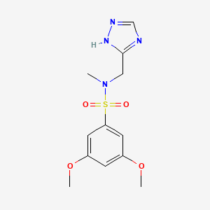 molecular formula C12H16N4O4S B6623045 3,5-dimethoxy-N-methyl-N-(1H-1,2,4-triazol-5-ylmethyl)benzenesulfonamide 