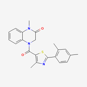 molecular formula C22H21N3O2S B6623072 4-[2-(2,4-dimethylphenyl)-4-methyl-1,3-thiazole-5-carbonyl]-1-methyl-3H-quinoxalin-2-one 