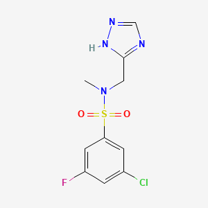 molecular formula C10H10ClFN4O2S B6623078 3-chloro-5-fluoro-N-methyl-N-(1H-1,2,4-triazol-5-ylmethyl)benzenesulfonamide 