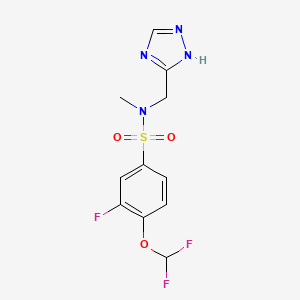 molecular formula C11H11F3N4O3S B6623083 4-(difluoromethoxy)-3-fluoro-N-methyl-N-(1H-1,2,4-triazol-5-ylmethyl)benzenesulfonamide 