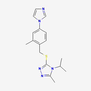 molecular formula C17H21N5S B6623092 3-[(4-Imidazol-1-yl-2-methylphenyl)methylsulfanyl]-5-methyl-4-propan-2-yl-1,2,4-triazole 